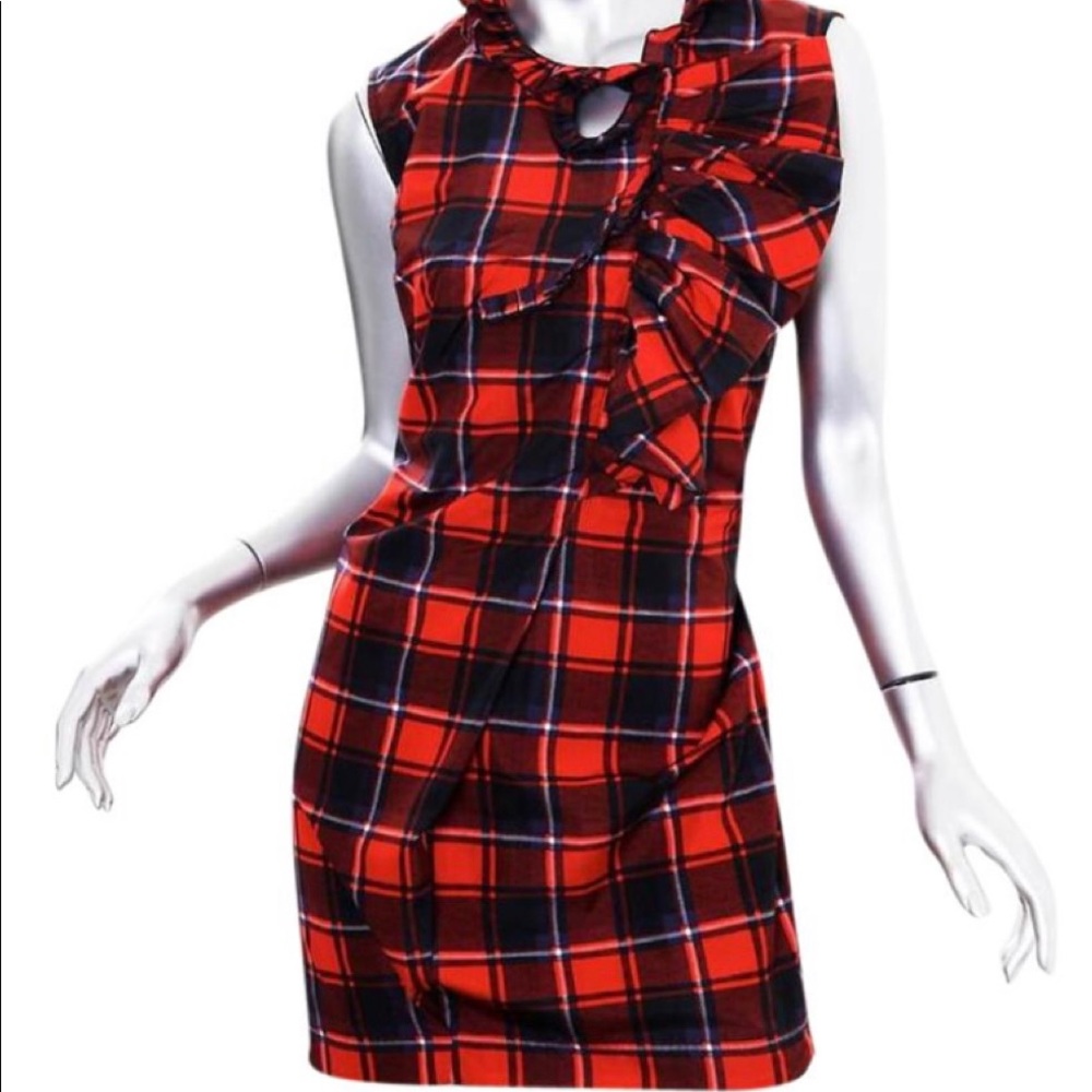 See by Chlo’e Red Sleeveless Plaid Ruffle Dress 2